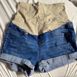 Denim maternity shorts